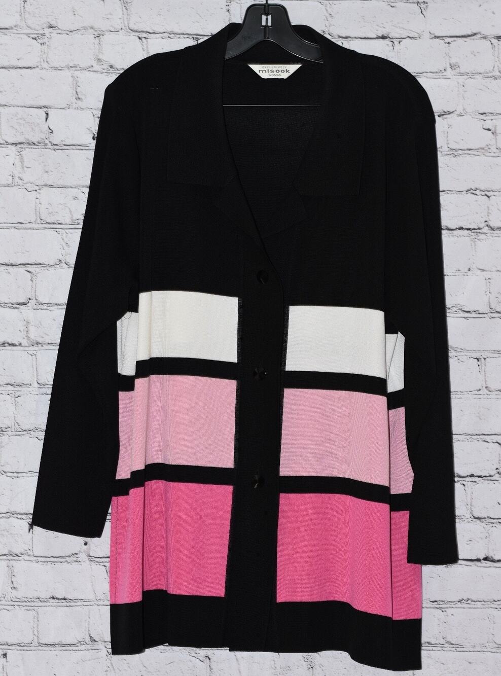 MISOOK Pointelle Knit Women's Cardigan Long Sleeve Black Button Sweater